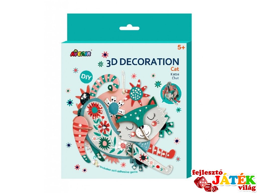 3D dekorációs puzzle Cica, kirakó és szobadekoráció egyben (Avenir, 5-8 év)