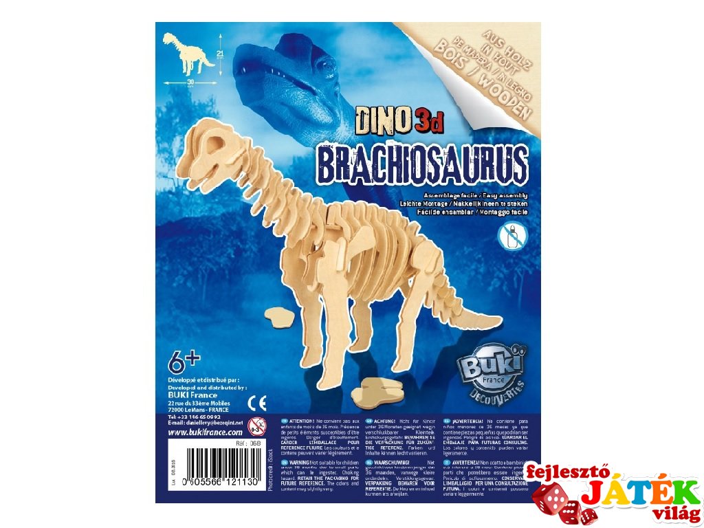 3D dinoszaurusz modell fából, Buki kreatív szett (többféle, 6-10 év)