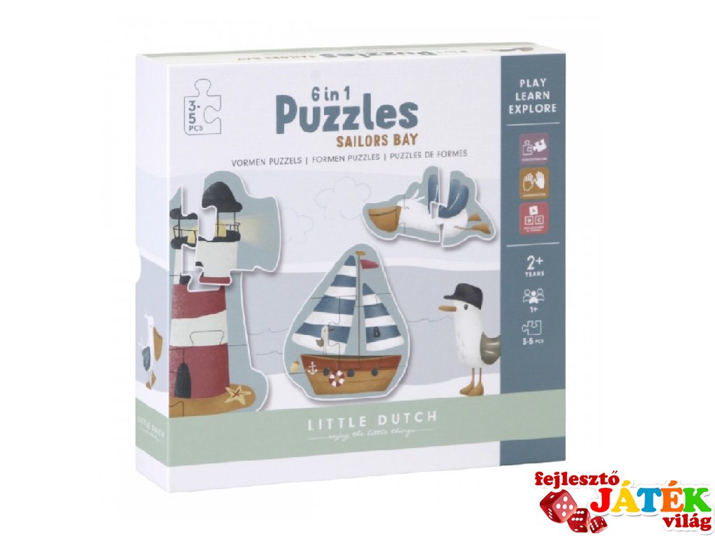 6 in 1 kirakó Tengerész, Little Dutch bébi puzzle (LD4761, 2-4 év)