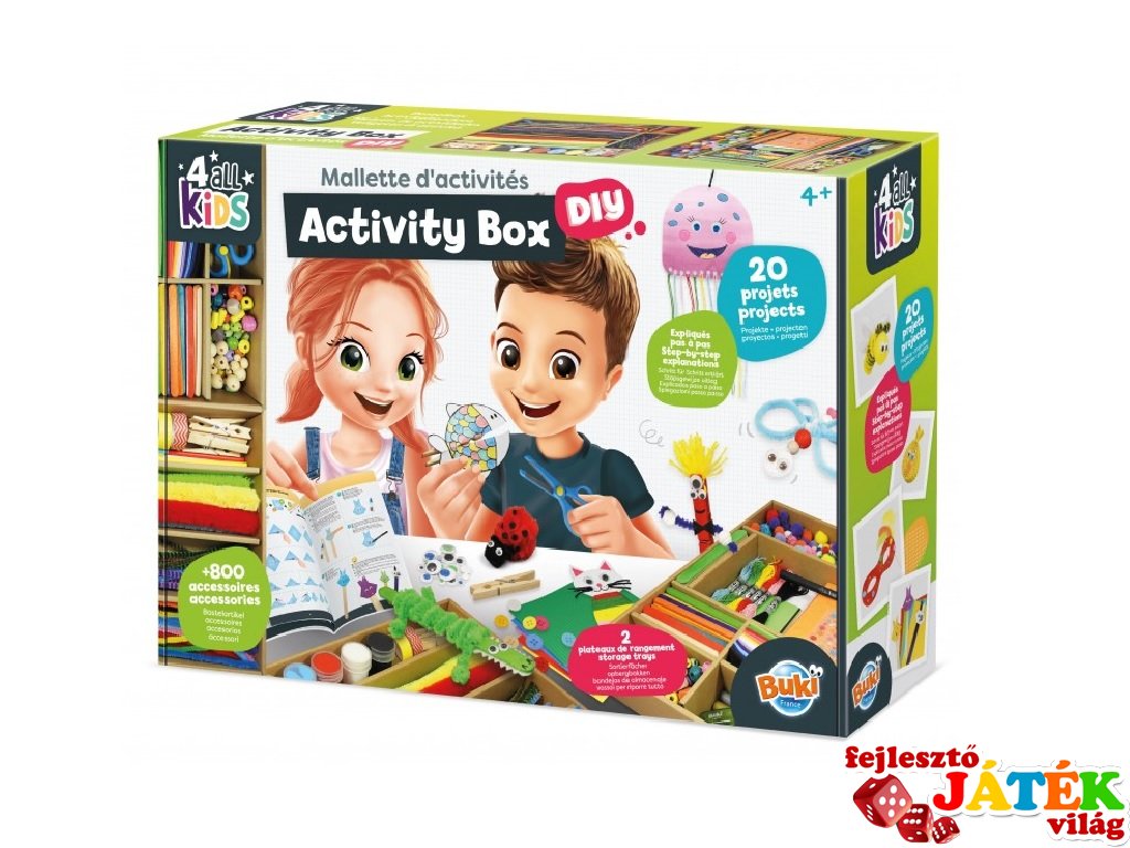 Activity box, Buki kreatív játékdoboz 15 tevékenységgel (FK003, 4-8 év)