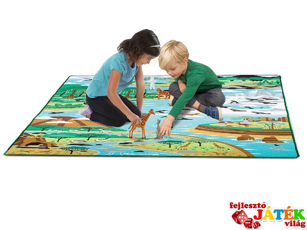 Állatok élőhelyei játszószőnyeg figurákkal 200x150 cm, Melissa&Doug gyerekszoba kiegészítő (15192)