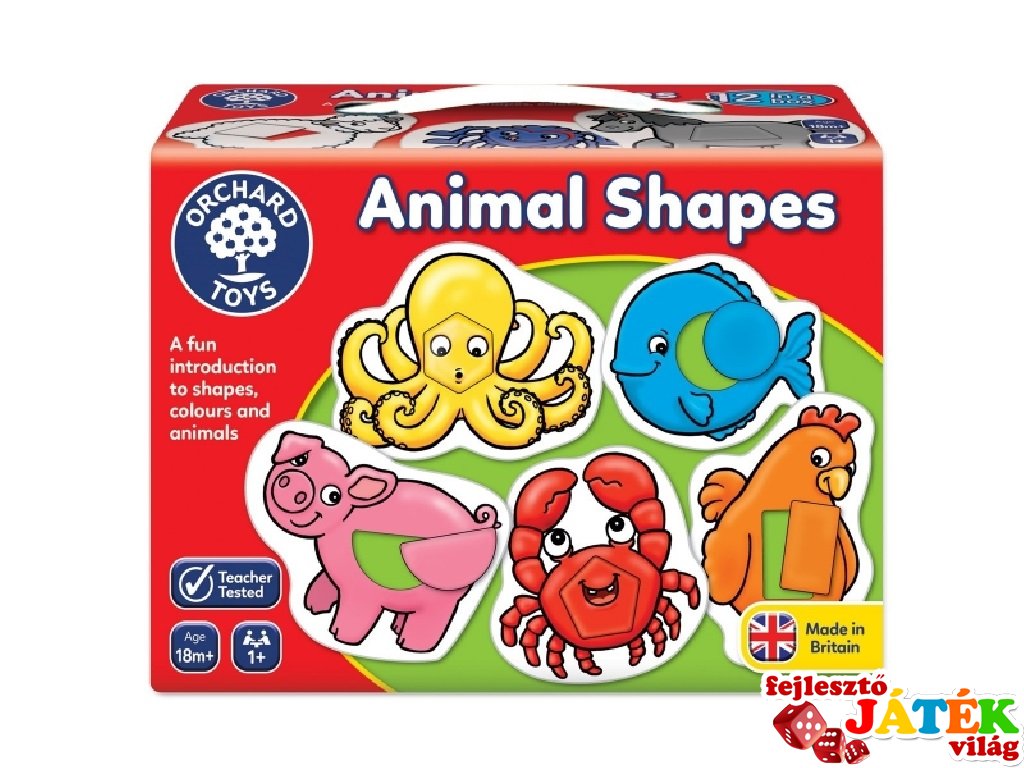 Animal shapes, Állatok és alakzatok Orchard Toys formakereső bébijáték (OR021)