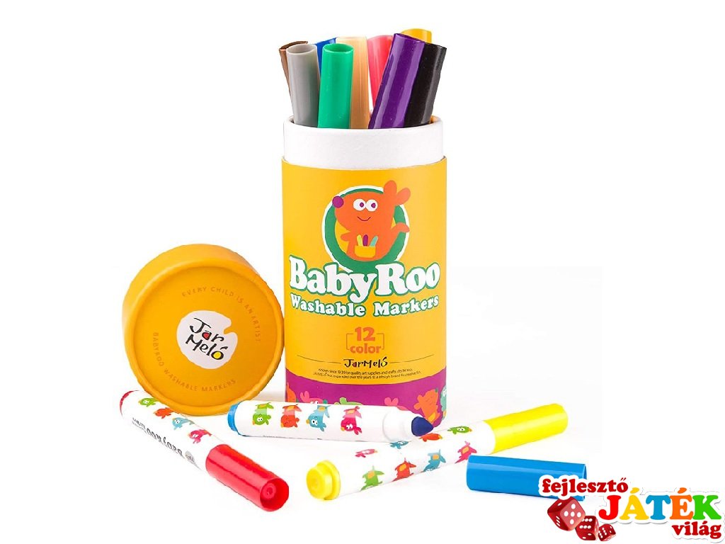 Baby Roo mosható filctoll, 12 db-os kreatív szett (Jar Meló, 1-6 év)