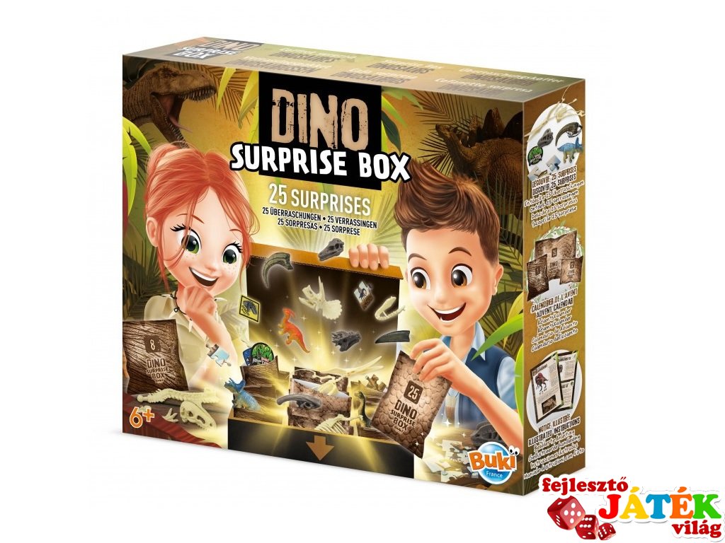 Dinoszaurusz meglepetés doboz, Buki tudományos kísérletező játék (2135, 6-12 év)