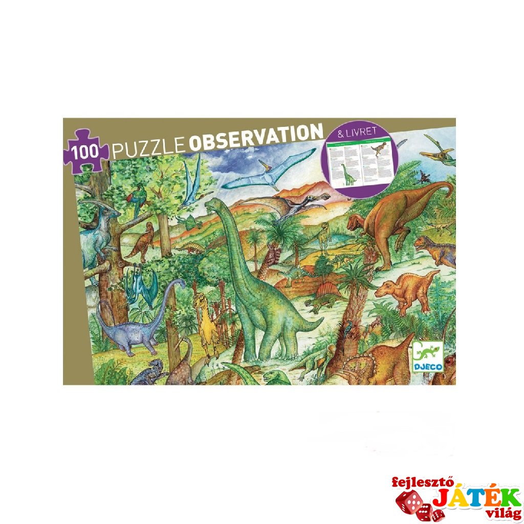 Dinoszauruszok puzzle (Djeco, 7424, 100 db-os részletgazdag kirakó, 6-12 év)