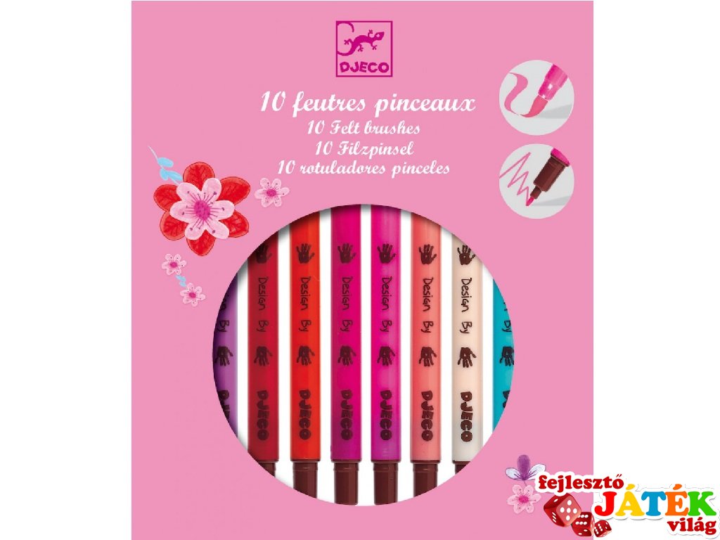 Filctollecset lányos színekben (Djeco, 8802, 10 db-os kreatív készlet, 5-12 év)