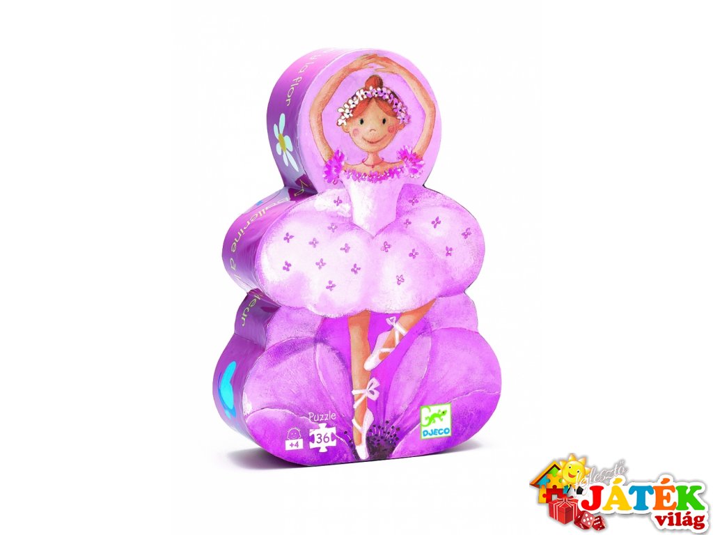 Formadobozos puzzle, Balerina virággal (Djeco, 7227, 36 db-os puzzle, 4-8 év)