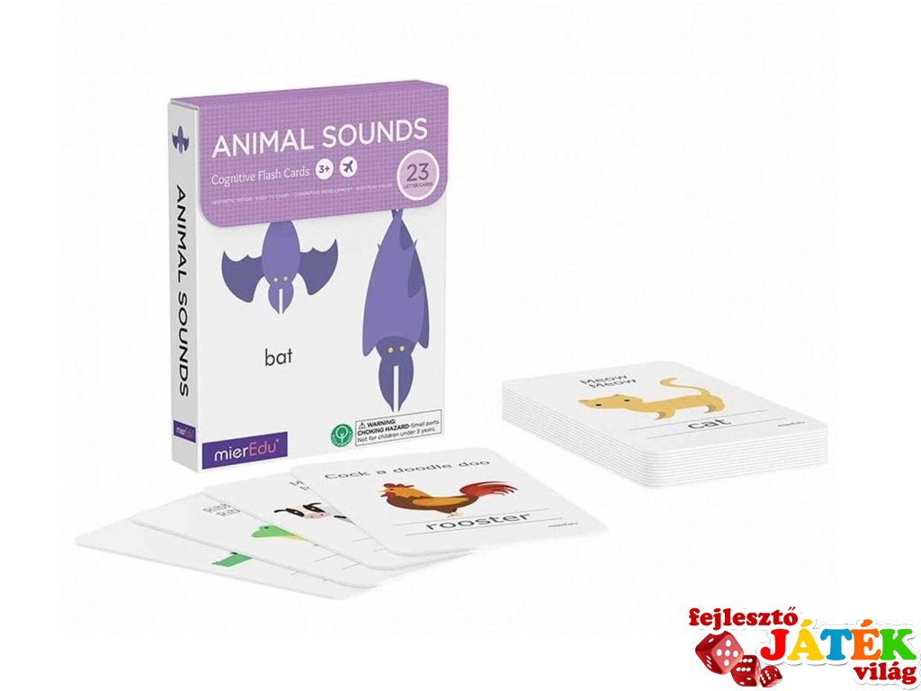 Játék a szavakkal Állathangok, angol nyelvű fejlesztőkártyák (MierEdu, 3-6 év)