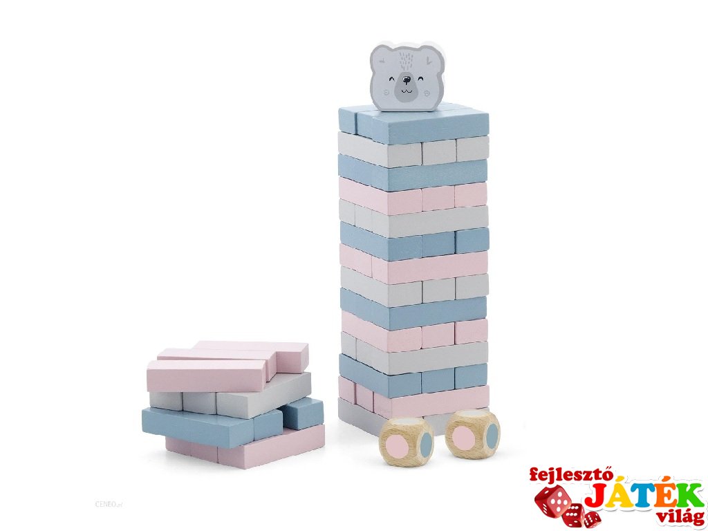 Jegesmedvés Jenga, fa ügyességi társasjáték (FK5805, 3-8 év)
