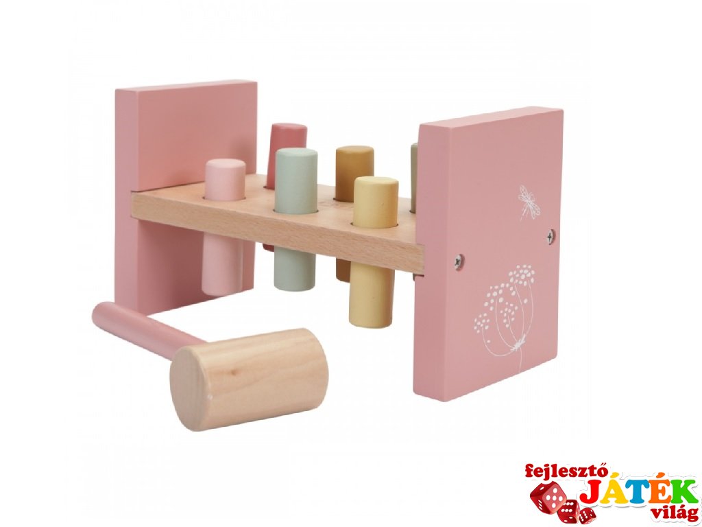 Kalapálós Little Dutch fa készségfejlesztő bébijáték, pink (7025, 18 hó-3 év)