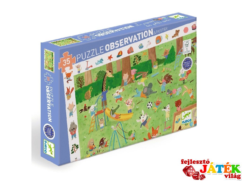 Képkereső puzzle Kisbarátok a kertben, Djeco 35 db-os kirakó - 7596 (3-6 év)