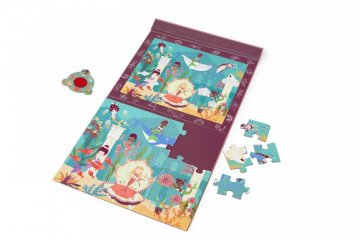 2 az 1-ben mágneses puzzle és felfedező játék lencsével, Sellők (Scratch, 3-5 év)