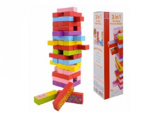 3 játék az 1-ben (jenga, dominó, memória), (FP, 3967, családi társasjáték, 4-99 év)
