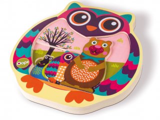 3D puzzle fából, erdőlakók (Oops, állatos formaberakó, 1-3 év)