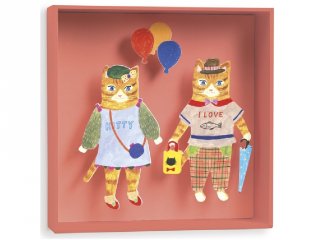 3D-s falikép, Cicás léggömbök (Djeco, 4941, 16 x 16 x 4 cm)