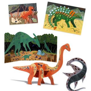 A dinók világa, Djeco kreatív készlet 6 technikával fiúknak - 9331 (6-10 év)