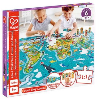 A világ körül, Hape puzzle és társasjáték egyben (E1626, 5-10 év)
