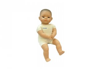 Ázsiai baba textil testtel, haj nélkül, 40 cm (miniland, babajáték, 2-6 év)