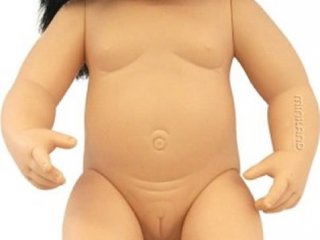 Ázsiai lány baba hajjal, 38 cm (miniland, baby doll asian girl, babajáték, 3-8 év)