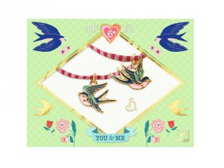 Barátság karkötő készítő Páros madarak, Djeco ékszerkészítő kreatív szett - 0011 (6-12 év)