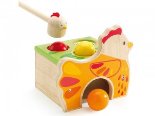 Bébi kalapálós golyópálya, Tyúkanyós (Djeco, 6302, ügyességi fajáték, 1-3 év)