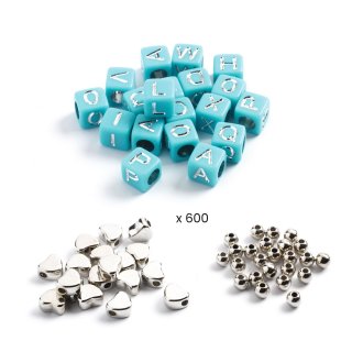 Betű gyöngyök Ezüst, Djeco ékszerkészítő kreatív szett - 0030 (6-10 év)