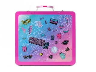 Canenco Create It! Make-Up szett neon és csillámló színekkel fém bőröndben, kreatív készlet (6-10 év)