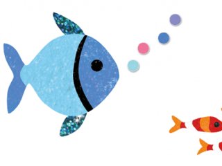 Csillámkép, homokkép, Szivárványos halak (Djeco, 8661, kreatív készlet, 6-11 év)