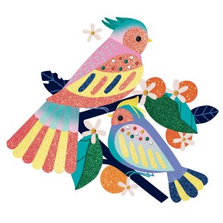 Csillámkép készítő Édeni madarak, Djeco kreatív készlet - 9522 (6-10 év)