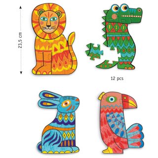 Csináld magad! Állati puzzle színezés, Djeco kreatív készlet - 7946
