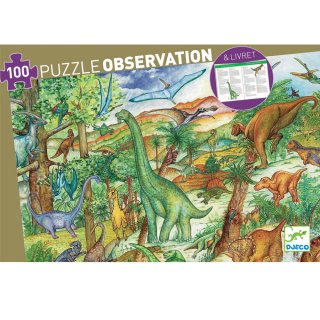 Dinoszauruszok puzzle (Djeco, 7424, 100 db-os részletgazdag kirakó, 6-12 év)