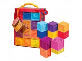 Dombornyomott puha bébi építőkockák (B.Toys, kreatív építőkocka, 0-3 év)