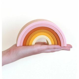 Egymásba rakható szilikon szivárványjáték rózsaszín, fejlesztő babajáték (LLC, 0-3 év)