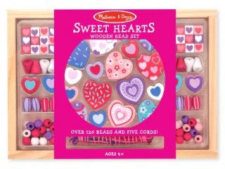 Ékszerkészítő szett, Szívecskés (4175,Melissa&Doug, Sweet hearts wooden bead set, 4-8 év)