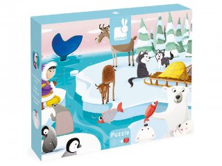 Élet a jégen (2773, Janod, 20-db-os XXL tapintós puzzle, 2-4 év)