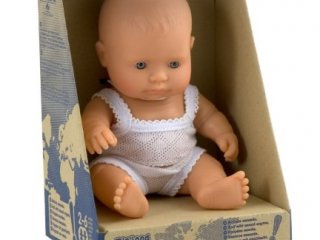 Európai fiú baba, 21 cm (miniland, Newborn baby doll european boy, babajáték, 3-8 év)