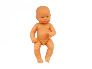 Európai fiú baba haj nélkül, 32 cm (miniland, Newborn baby doll eruopean, babajáték, 3-8 év)