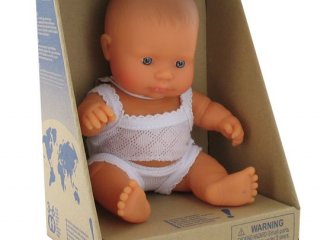 Európai lány baba, 21 cm (miniland, Newborn baby doll european girl, babajáték, 3-8 év)