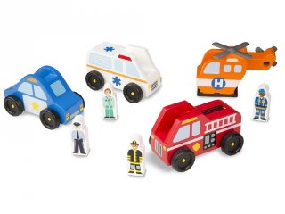 Fa autós készlet, Életmentő járművek figurákkal (Melissa&Doug, 9285, autós fajáték, 2-5 év)