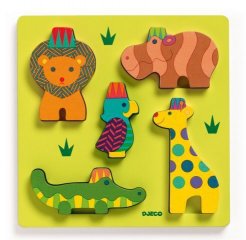 Fa formaberakó, Afrikai állatos (Djeco, 1043, 6 db-os fajáték, 0-3 év)