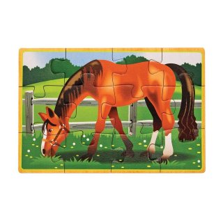 Fa puzzle készlet A farm állatai, Melissa&Doug 4x12 db-os fa kirakó (13793, 3-5 év)