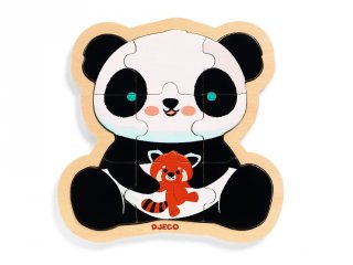Fa puzzle Panda, 9 db-os Djeco kirakó - 1821 (2-4 év)