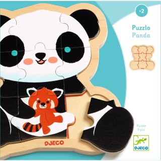Fa puzzle Panda, 9 db-os Djeco kirakó - 1821 (2-4 év)