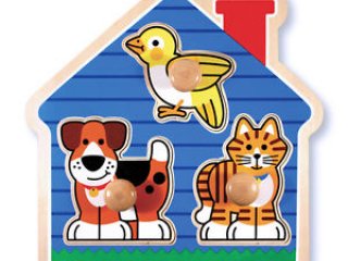 Fogantyús formaberakó, Állatok (12055, Melissa&Doug, fa bébijáték, 0-2 év)