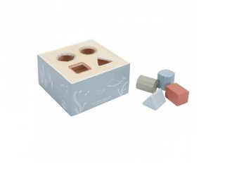 Formabedobó kocka kék, Little Dutch fa készségfejlesztő játék (7023, 1-3 év)