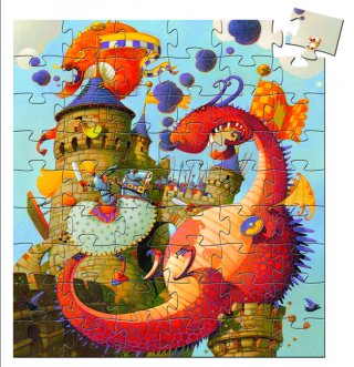 Formadobozos puzzle, Lovag és a sárkány (Djeco, 7256, 54 db-os kirakó, 5-10 év)