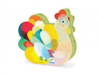 Formadobozos puzzle, Raoul, a tyúk (Djeco, 7206, 24 db-os kirakó, 3-5 év)