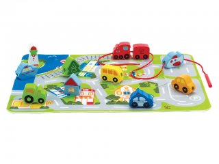 Fűzős játék, Nyüzsgő város (Hape, autós kreatív fajáték, 2-4 év)