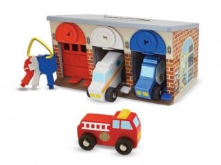 Garázs zárható ajtókkal, autókkal (Melissa&Doug, gyermek fajáték, 1-5 év)