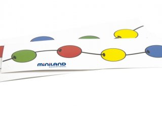 Gyöngyfűző, feladatlapokkal (Miniland, 31730, 20 mm-es, 100 db-os logikai játék, 3-6 év)